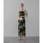 ショッピングパーティードレス ドレス 「LEJA」フラワーリリーフマテリアルボリュームスリーブIラインワンピースドレス美脚効果結婚式 パーティードレス 成人式 二次会 同窓会 お呼