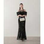 ショッピングスパンコール ドレス 「LEJA LUXE」シースルーオフショルダーデザインスパンコールマーメイドドレスワンピース美脚効果結婚式 パーティードレス 成人式 二次会