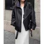 レザージャケット ライダース フェイクレザー ビッグシルエット ライダースジャケット レディース