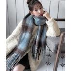 マフラー ストール 「3色展開」ソフトブレンディング チェックマフラー レディース