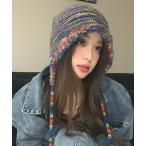 ショッピングニット帽 ニット帽 ニットキャップ 紐付き ミックス糸ニット帽/キャップ レディース