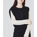 「acro」 ニットベスト フリ- ブラック レディース