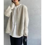 「DANTON」 ノーカラージャケット 40 グレイッシュベージュ レディース
