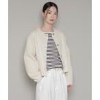 カーディガン ビッグボタンクルーネックニットカーディガン レディース