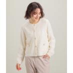 ショッピングカーデ カーディガン ツイード風クルーカーデ レディース