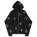  Parker A'GEM/9 ×.kom [UNKNOWN LONDON/ Anne noun London ] Cross Rhinestone Zip Hoodie