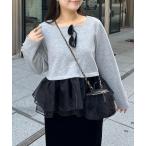 tシャツ 裾ドットボリュームフリルトップス レディース