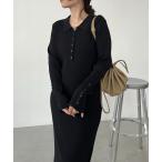 ワンピース 「低身長サイズあり」襟ニットワンピース