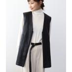 ベスト ジレ フェイクレザー切替ベスト レディース