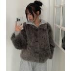 ショッピングダッフル コート アウター フェイクファー襟付きダッフルジャケット レディース