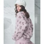 カーディガン ヒョウ柄モヘヤ調カーディガン レディース