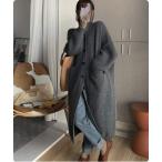 カーディガン 「韓国トレンド」ポケット付きナチュラルロングカーディガン レディース