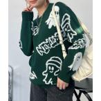 ニット セーターアニマルジャガードニットプルオーバー（サメ・おばけ） レディース