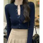 ニット セーター ボタンデザインリ�