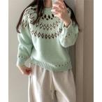 ショッピングニットワンピ ニット セーター ノルディック柄ニットトップス レディース