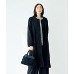 ノーカラーコート コート ＩＥＤＩＴ　冠婚葬祭まで使える　万能ノーカラーデザインのウール混メルトンコート「ブラック」 レディース