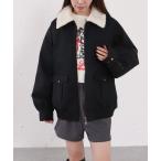 ショッピングファー ブルゾン アウター ファー衿付中綿フェイクレザーブルゾン レディース