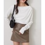 tシャツ チャーム付きオフショルリブロングTシャツ レディース