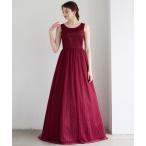 ショッピング柄 ドレス 「WEB限定」ストライプ柄ラメ刺繍チュールロングドレス