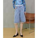 ジーンズ デニム デニムパンツ Multi-Way Layered Denim Shorts/マルチウェイレイヤードデニムショートパンツ レディース