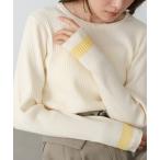 ショッピングバブ ニット セーター 「選べるサイズ展開」袖配色クルーネックリブニットトップス レディース