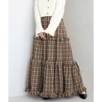 スカート ボリュームチェックフリルティアードスカート
