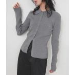 ニット セーター クルミボタンリブポロニット レディース