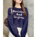 ショッピングカントリー ニット セーター ショート丈フェザー3段ロゴニット レディース