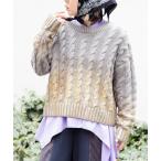 ショッピングケーブル ニット セーター グラデーションケーブルニットプルオーバー レディース