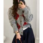 カーディガン 「TUNE」　アーガイル柄ニットカーディガン レディース