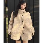 ショッピング裏起毛 コート アウター ボアスタンドカラー裏起毛ミドルコート レディース