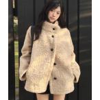 ショッピング裏起毛 コート アウター ボアスタンドカラー裏起毛ミドルコート レディース