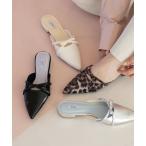 サンダル 「柔らかい・クッション入り」ポインテッドリボンミュール JA5940 レディース