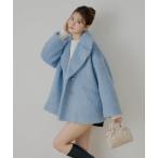 コート アウター 金ボタンシャギーミディジャケットコート レディース