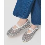 シューズ メッシュ ビジュー フラットシューズ レディース