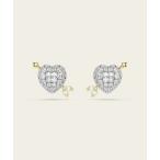 ピアス 「公式」「スワロフスキー」Idyllia スタッドピアス， ミックスカット， ハートと矢， ホワイト， ミックスメタル仕上げ レディース メン