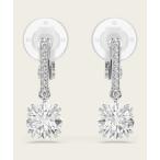 イヤリング 「公式」「スワロフスキー」Stilla クリップイヤリング， ラウンドカット， パヴェ， ホワイト， ロジウム・プレーティング