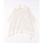 ショッピングポンチョ ポンチョ リバーシブル コットンブレンド ジップアップ ポンチョ レディース