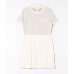 ワンピース ロゴ ジャカード プリーツ ミニドレス