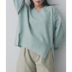 ショッピングレディース ニット セーター 「洗濯可」サイドスリットVネックニット レディース