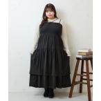 ショッピングワンピ ワンピース 「大きいサイズ」2段フリルティアードキャミワンピ ース