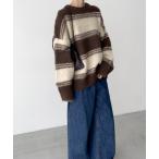 ショッピングボーダー ニット セーター COIN　ワイドボーダーオーバーニット レディース
