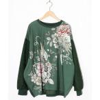 ショッピングIS tシャツ 553267：花蝶裏毛×レース切替プルオーバー レディース