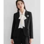 ショッピングセレモニー ジャケット ノーカラージャケット 「通勤・セレモニー」ダブルクロス ノーカラージャケット/セットアップ可 レディース