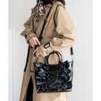 ショッピングエナメル トートバッグ エナメル2wayフリルトートバッグ レディース