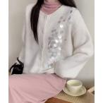 ショッピングスパンコール カーディガン スパンコールデザインニットカーディガン レディース