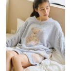 パジャマ ルームウェア 厚手モールアーガイルくま柄プルオーバー レディース