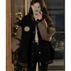 スカジャン 袖切り替えワッペン付きスカジャン レディース