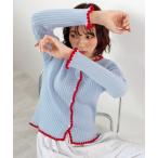 カーディガン 「26SS 新作」配色ステッチニットカーディガン レディース