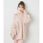 ショッピングニットワンピース ワンピース ケーブルニットミニワンピース